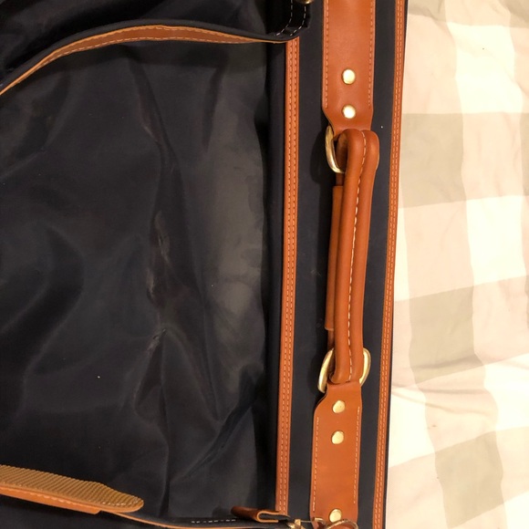 Vintage Royal Cophegan navy with brown trim travel garment hanging bag - Picture 4 of 16